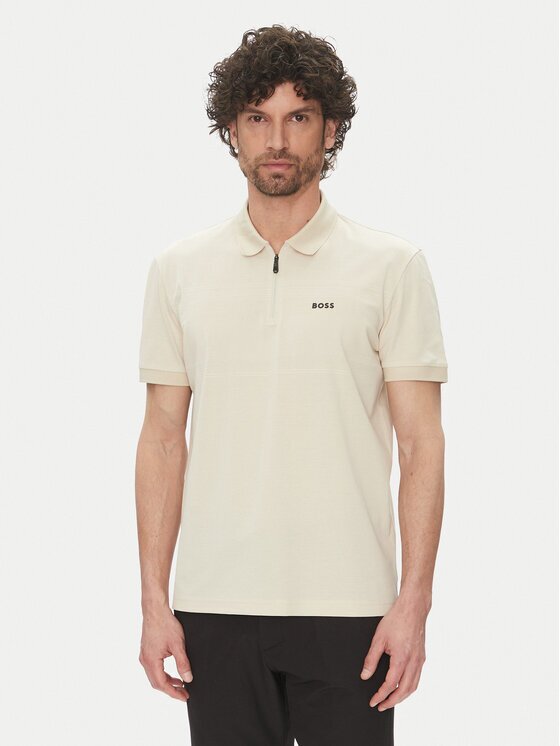 BOSS Тениска с яка и копчета Philix Pima 50538177 Regular Fit
