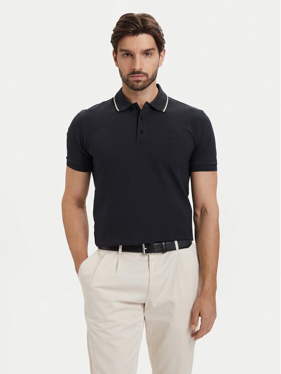 BOSS Тениска с яка и копчета Birdie Paule 50559365 Slim Fit