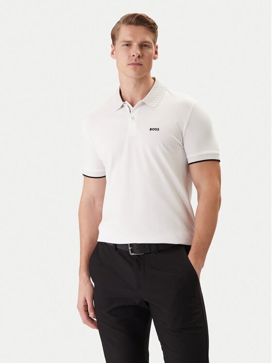 BOSS Тениска с яка и копчета 50554583 Regular Fit