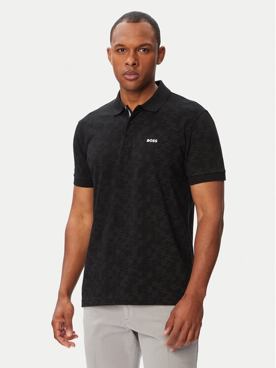 BOSS Тениска с яка и копчета Swing 50564801 Regular Fit