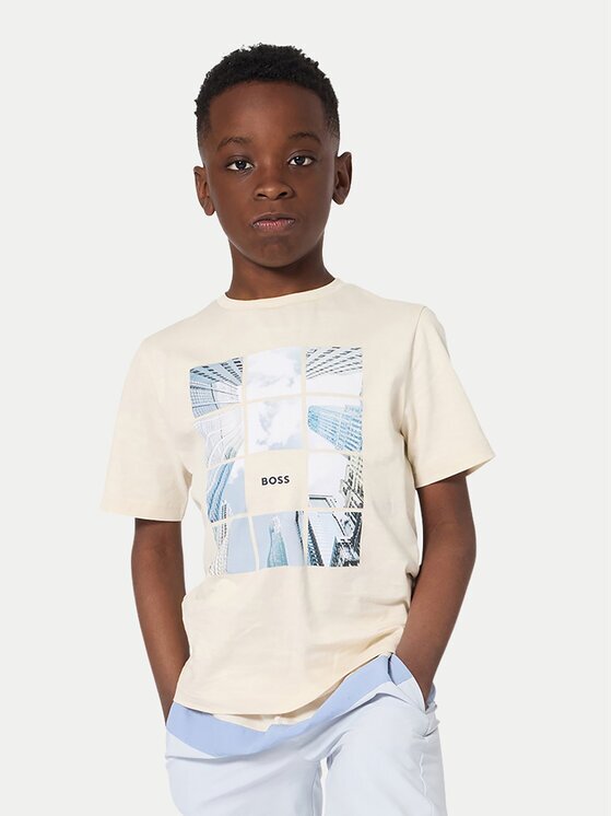 BOSS Тишърт J52988 S Бежов Regular Fit
