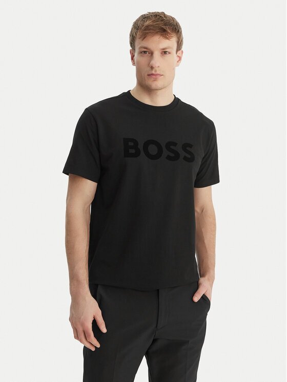 BOSS Тишърт TS_Iconic Logo 50553636 Черен Regular Fit