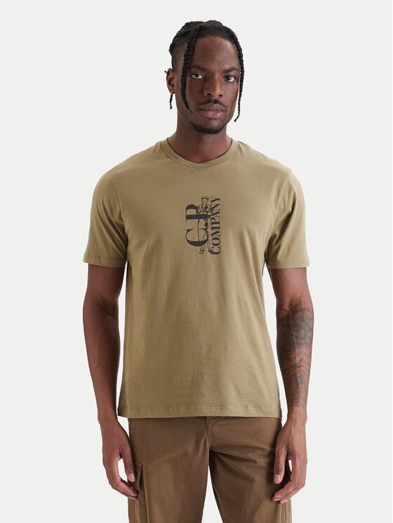 C.P. Company Тишърт 20CMTS084A005100W Зелен Regular Fit