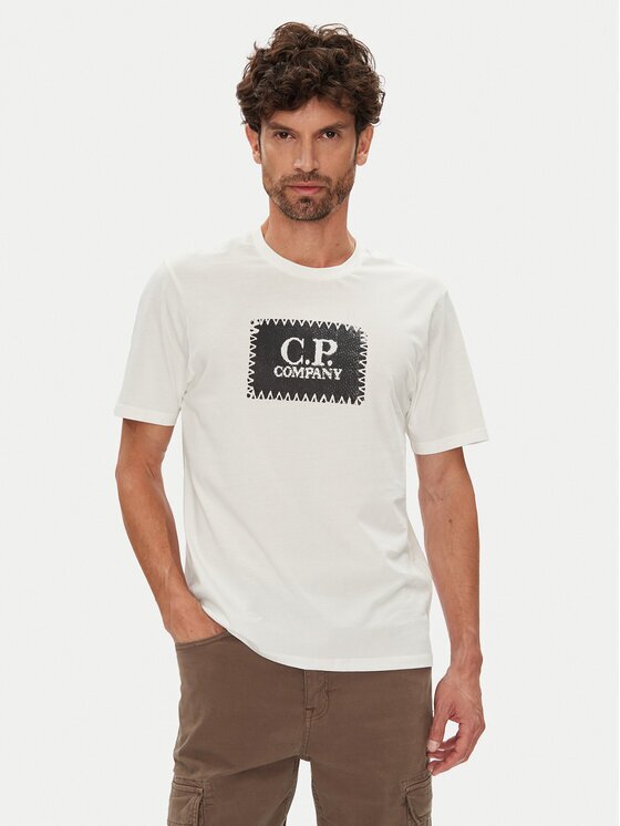 C.P. Company Тишърт RCCMTS723A005100W Екрю Regular Fit