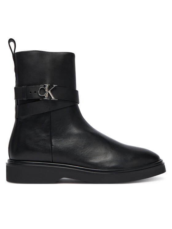 CALVIN KLEIN Боти Ankle Boot W/ Metal Logo HW0HW02663 Черен
