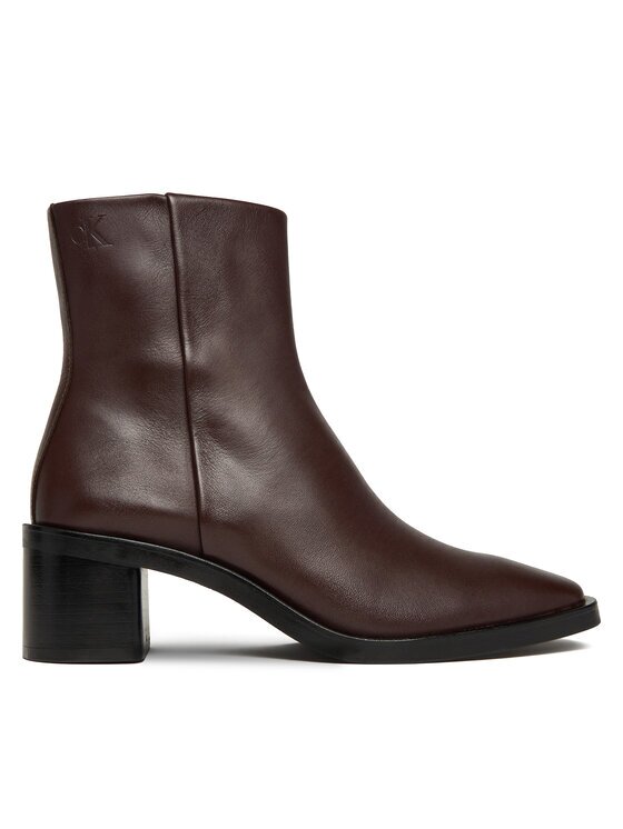 CALVIN KLEIN Боти Block Heel Zip Boot Lth HW0HW02593 Бордо