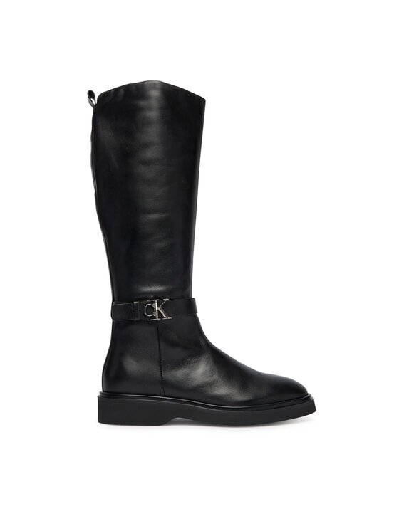 CALVIN KLEIN Ботуши Knee Boot W/ Metal Logo HW0HW02665 Черен