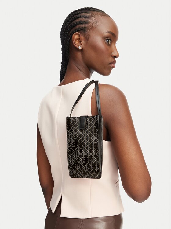 CALVIN KLEIN Чантичка за телефон Emblem Aop Phone Crossbody LV04F1115G Черен