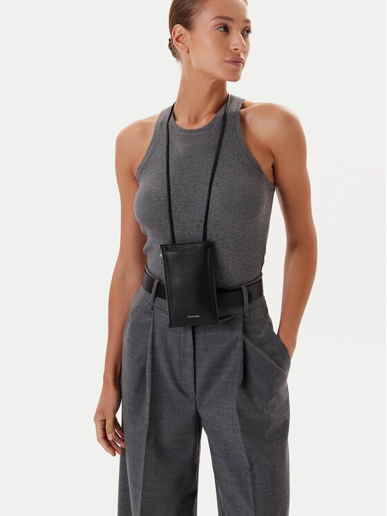 CALVIN KLEIN Чантичка за телефон Foil Emboss Phone Crossbody LV04D1037G Черен