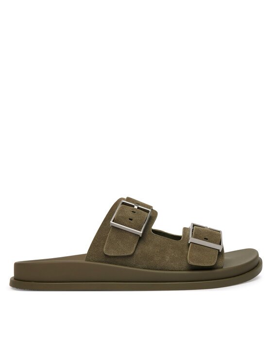 CALVIN KLEIN Чехли City Sandal Buckle Suede HW0HW03130 Зелен