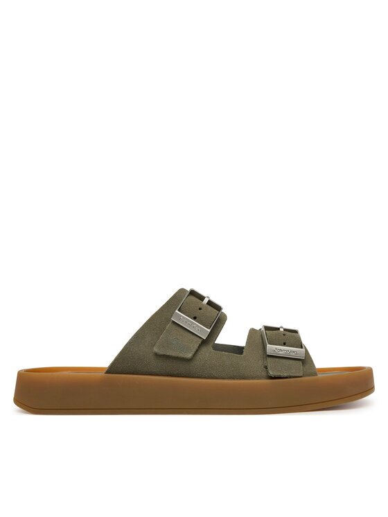 CALVIN KLEIN Чехли Ergon Double Bar Sandal Su HM0HM02094 Зелен