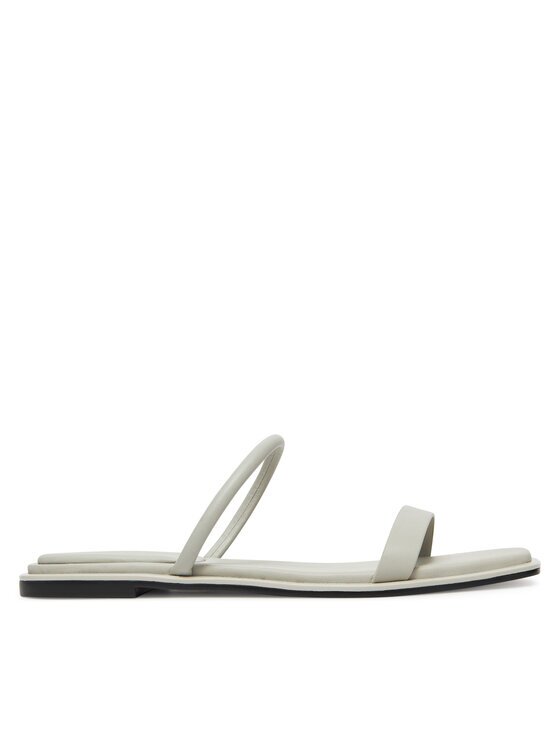 CALVIN KLEIN Чехли Flat Sandal Squared 2-Bar Lth HW0HW02532 Екрю