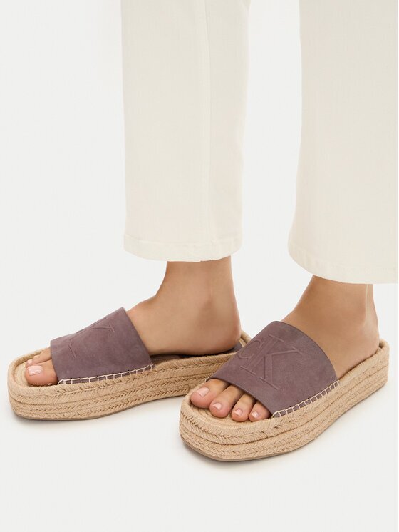 CALVIN KLEIN Чехли Flatf Espa Mule Nub Mg HW0HW02890 Кафяв