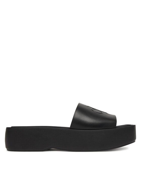 CALVIN KLEIN Чехли Flatf Sndl Lth Mg HW0HW03026 Черен