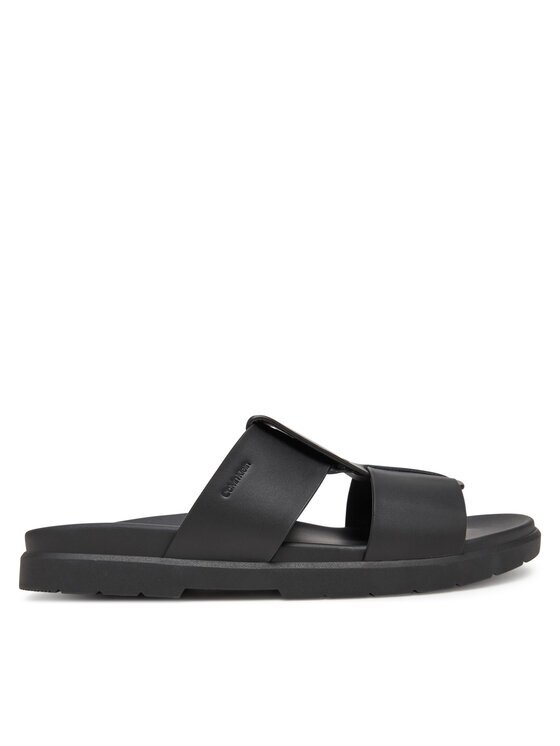 CALVIN KLEIN Чехли Lug Sandal Double T Lth HM0HM01734 Черен