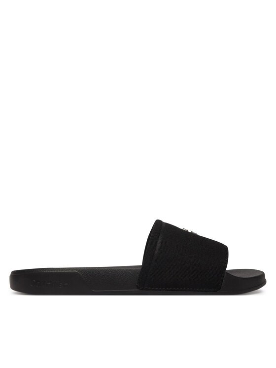 CALVIN KLEIN Чехли Nemo - Canvas Signature Logo Sliders HW0HW02960 Черен