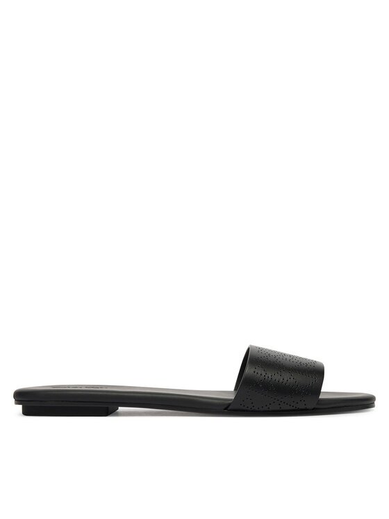 CALVIN KLEIN Чехли Org Flat Sndl One Bar Lth Aop HW0HW02857 Черен