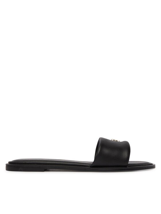 CALVIN KLEIN Чехли Round Flat Sndl Lth Bar Hw 2 HW0HW02925 Черен