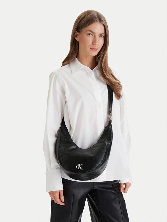 CALVIN KLEIN Дамска чанта Buckle Convertible Small Hobo LV04F3512G Черен