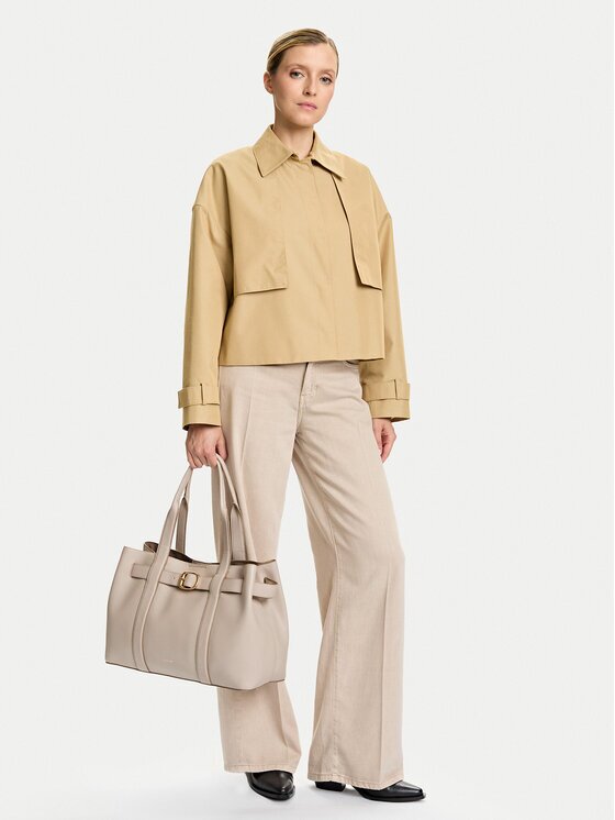 CALVIN KLEIN Дамска чанта Buckle Medium Tote LV04F3294G Екрю