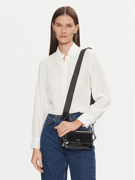 CALVIN KLEIN Дамска чанта Ck Must Dbl Strap Mini Bag_Shiny K60K612772 Черен