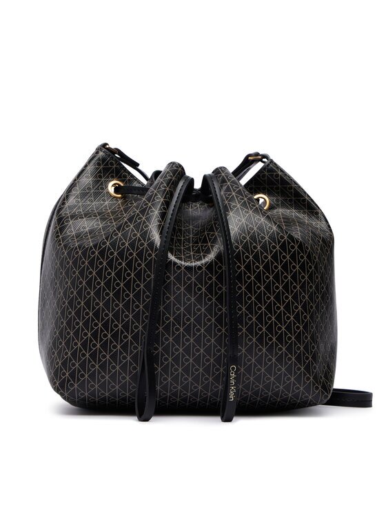 CALVIN KLEIN Дамска чанта Emblem Aop Drawstring Bucket LV04F3785G