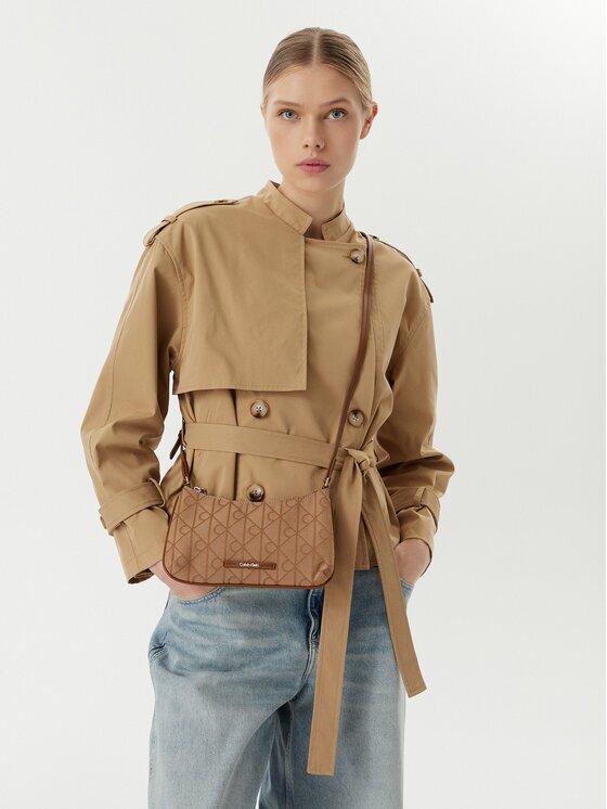 CALVIN KLEIN Дамска чанта Emblem Aop LV04F1164G Кафяв
