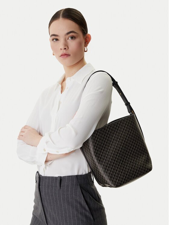CALVIN KLEIN Дамска чанта Emblem Aop Medium Bucket LV04F3365G Черен