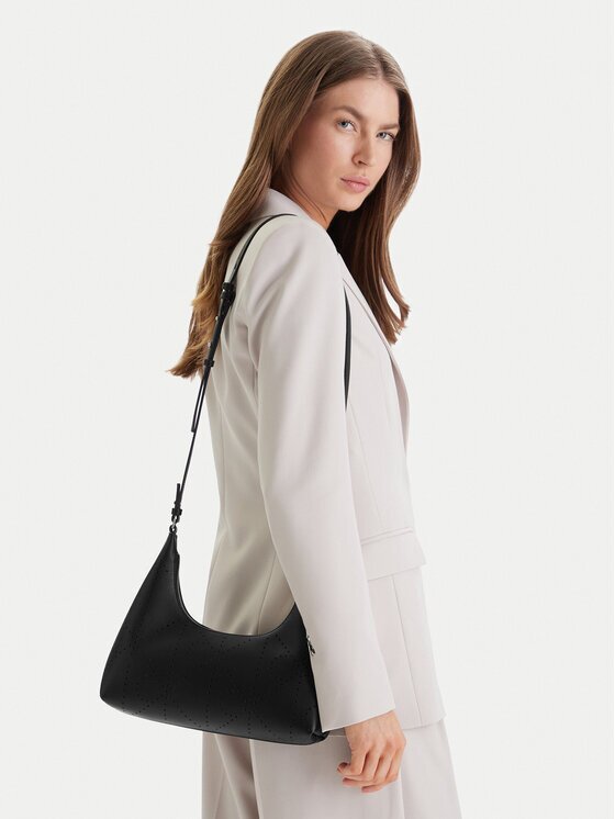CALVIN KLEIN Дамска чанта Emblem Aop Perfor Lthr Bag LV04F3367G Черен
