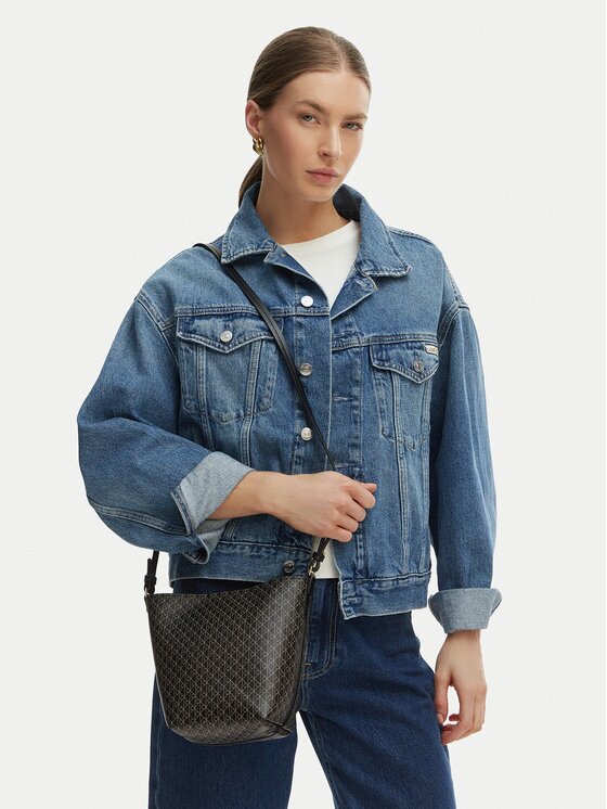 CALVIN KLEIN Дамска чанта Emblem Aop Sm Bucket Crossbody LV04F3506G Черен