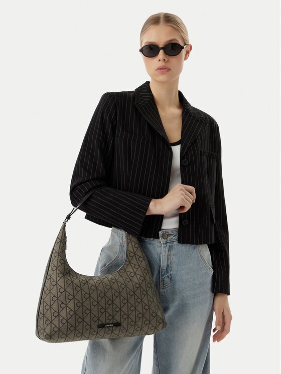 CALVIN KLEIN Дамска чанта Emblem Jacquard LV04F3635G Каки
