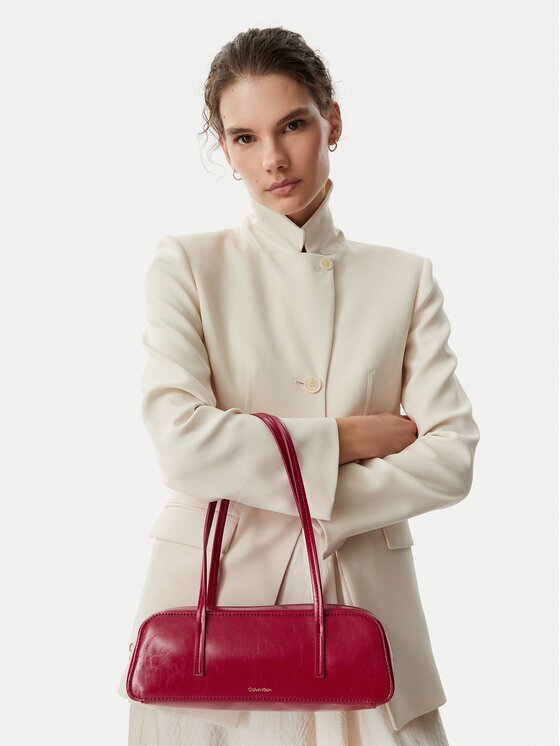 CALVIN KLEIN Дамска чанта Foil Logo Glossy Bauletto LV04F3638G Червен