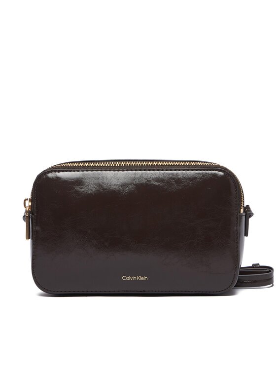 CALVIN KLEIN Дамска чанта Foil Logo Glossy Camera Bag LV04F3539G Кафяв