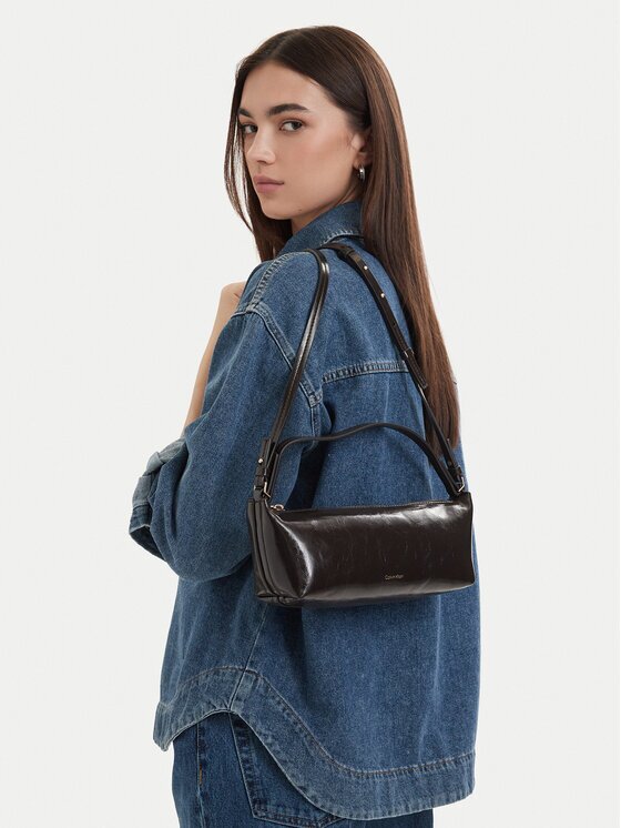 CALVIN KLEIN Дамска чанта Foil Logo Glossy Conv Bag LV04F3738G Кафяв