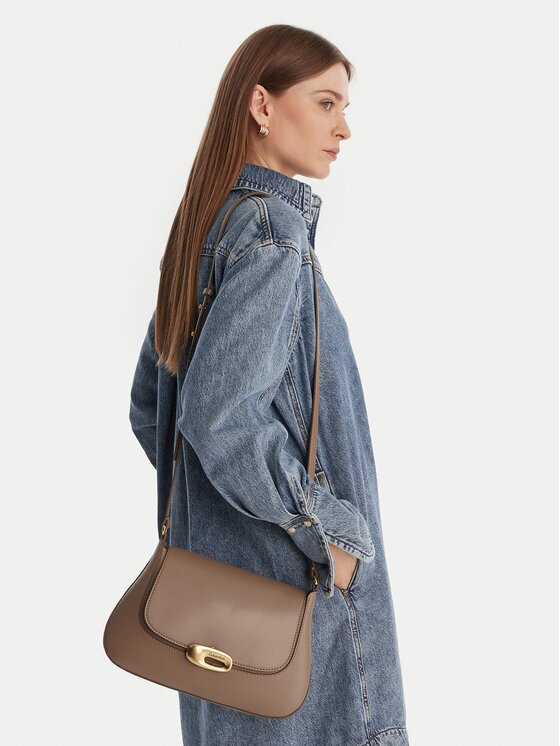 CALVIN KLEIN Дамска чанта Hardware Flap Meidum Crossbody LV04F3401G Бежов