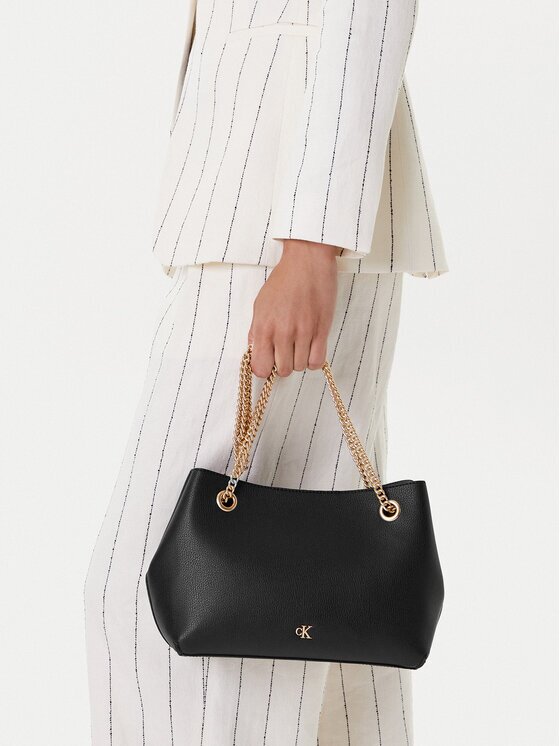 CALVIN KLEIN Дамска чанта Minimal Monogram Shoulder Bag Wi LV04F3205G Черен