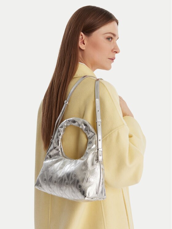 CALVIN KLEIN Дамска чанта Puffy Aop Mini Bag With Strap LV04F3444G Сребрист
