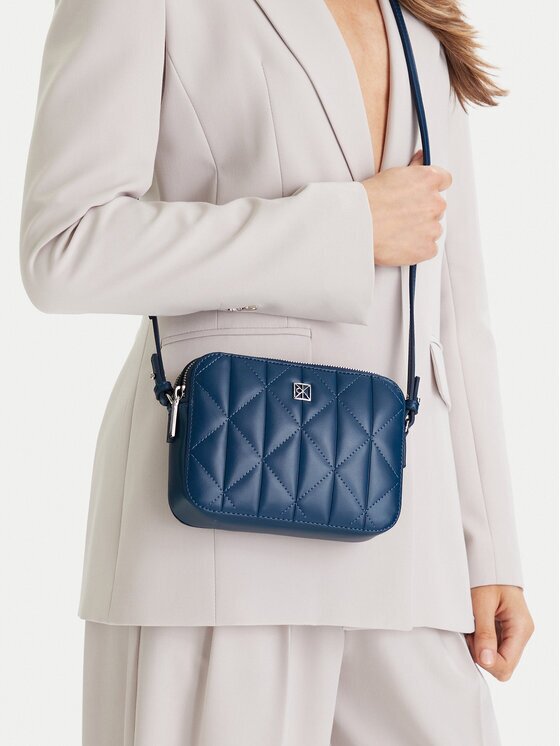 CALVIN KLEIN Дамска чанта Quilted Double Zip Camera Bag LV04F3328G Син