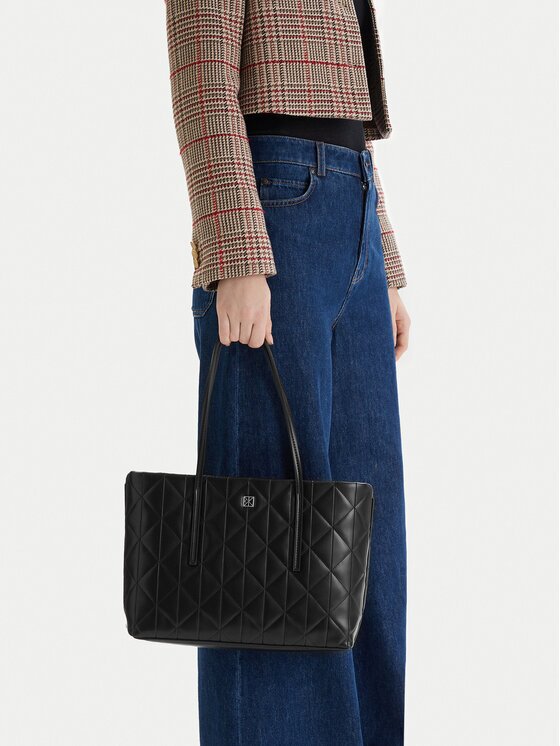 CALVIN KLEIN Дамска чанта Quilted Small Tote LV04F3325G Черен