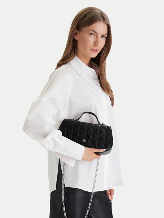 CALVIN KLEIN Дамска чанта Quilted Top Handle Chain Bag LV04F3410G Черен