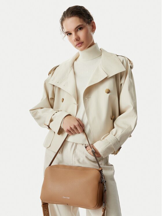 CALVIN KLEIN Дамска чанта Webbing 2X Strap Lg Camera Bag LV04F3642G Бежов