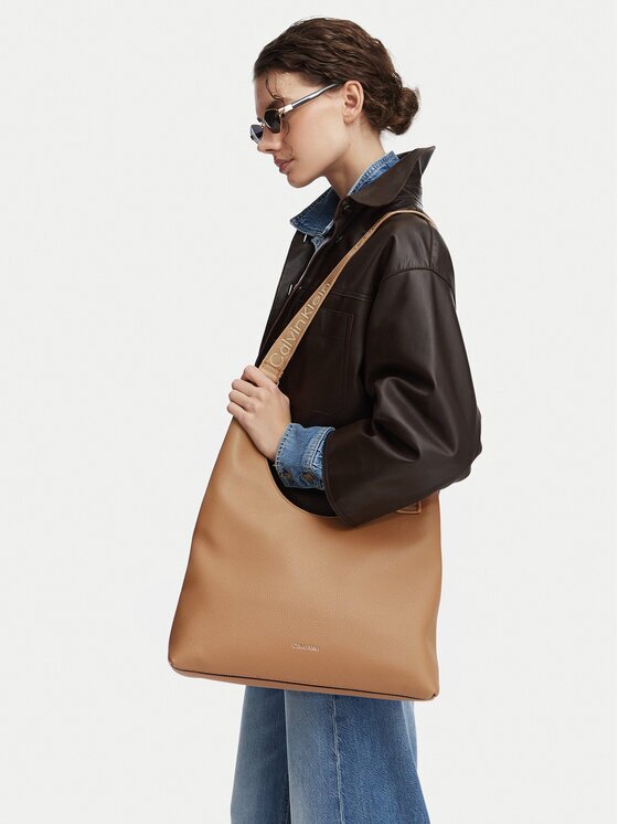 CALVIN KLEIN Дамска чанта Webbing Adj Strap Large Shoulder LV04F3643G Бежов
