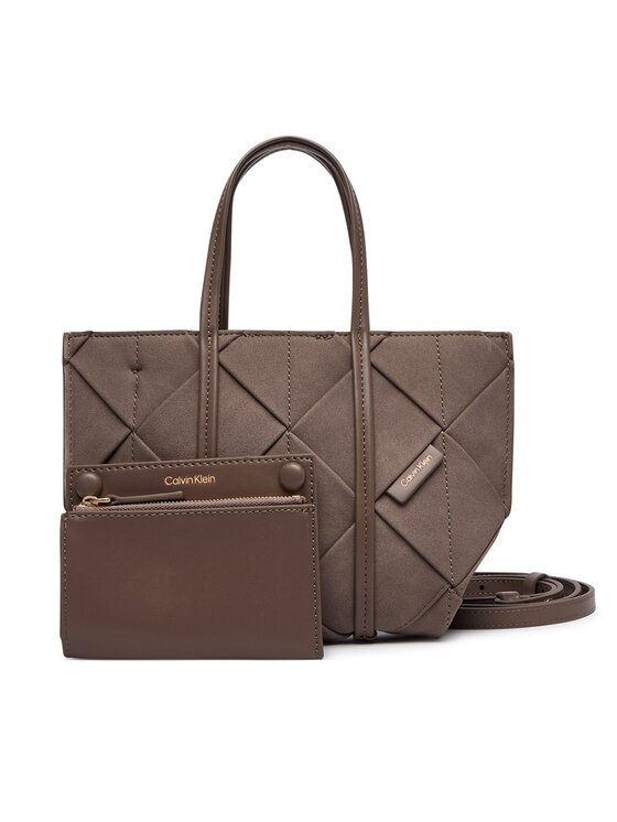 CALVIN KLEIN Дамска чанта Woven Sueded Mini Tote Crossbody LV04F3696G