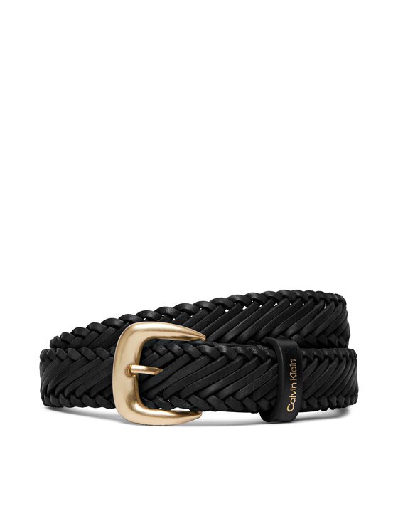 CALVIN KLEIN Дамски колан Braided Logo Buckle 25Mm LV04F7087G Черен