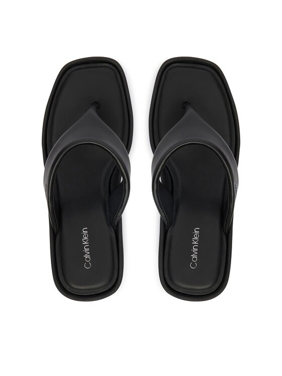 CALVIN KLEIN Джапанки Wedge 70 Sndl Thong Lth HW0HW02880 Черен