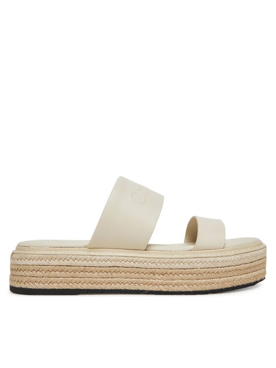 CALVIN KLEIN Еспадрили Flatform Wedge Slide - He HW0HW02374 Екрю