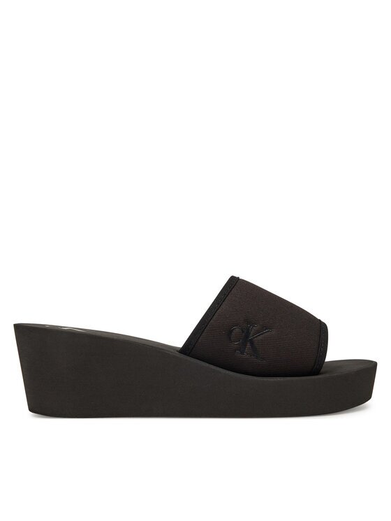 CALVIN KLEIN JEANS Чехли Beach Wedge Slide Canvas YW0YW01725 Черен