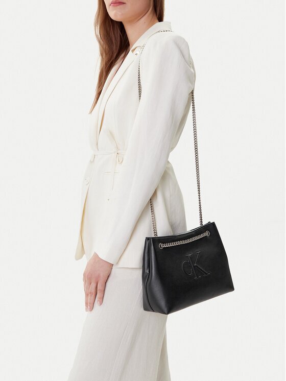 CALVIN KLEIN JEANS Дамска чанта Sculpted Chain Shoulder Bag LV04K3163G Черен