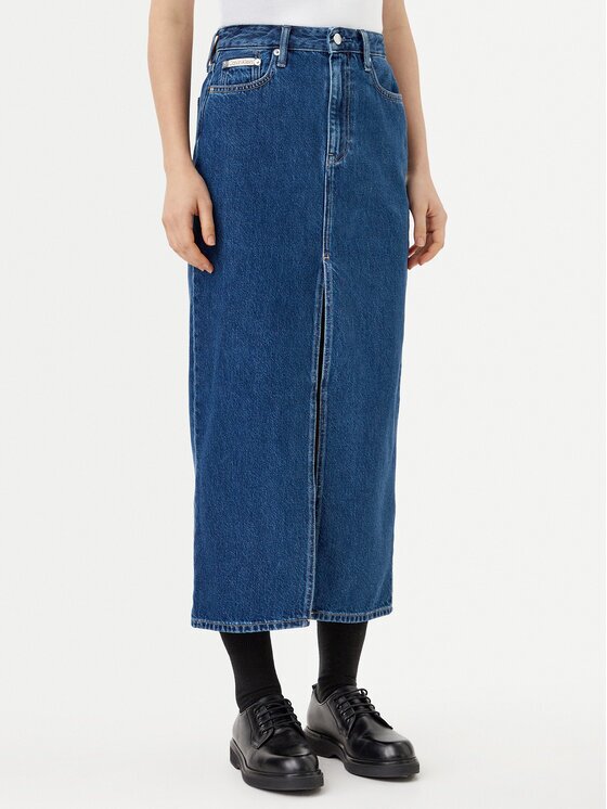 CALVIN KLEIN JEANS Дънкова пола J20J224531 Тъмносин Straight Fit