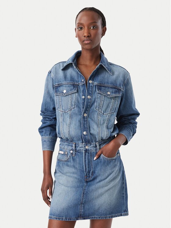 CALVIN KLEIN JEANS Дънкова рокля LV047H779G Regular Fit